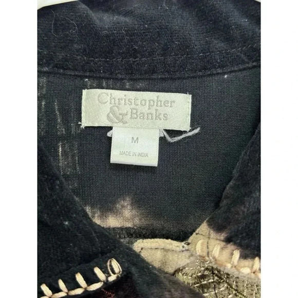 CHRISTOPHER & BANKS Women Brown Black Velvety Corduroy Floral Jacket Boho Medium - Picture 4 of 8